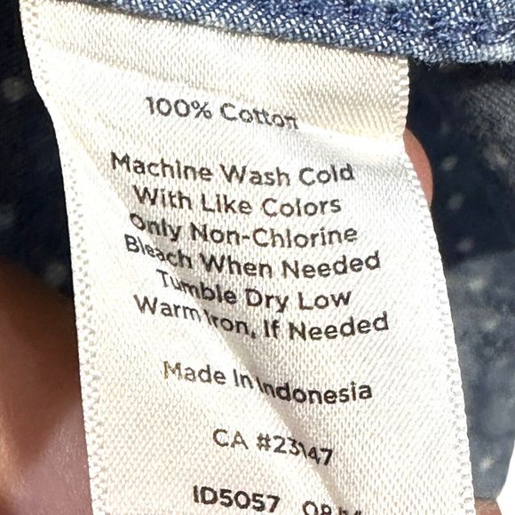 TALBOTS Women Blue Polka Dot 100% Cotton Denim Button-Up L/S Shirt Petites Sz 8P - Picture 7 of 10